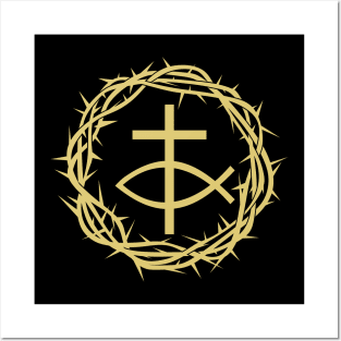 The crown of thorns and the cross of Jesus Posters and Art